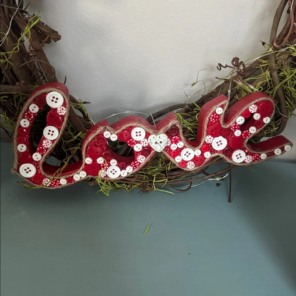 Handmade Rustic Love Wreath with Heart accent